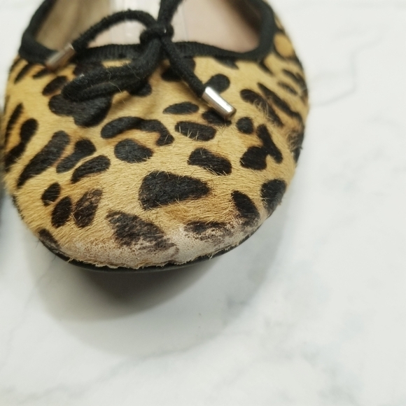 Lands End Ballerina Flats Animal cheetah Print Calf Hair bow accents 8.5 USED - Picture 6 of 15